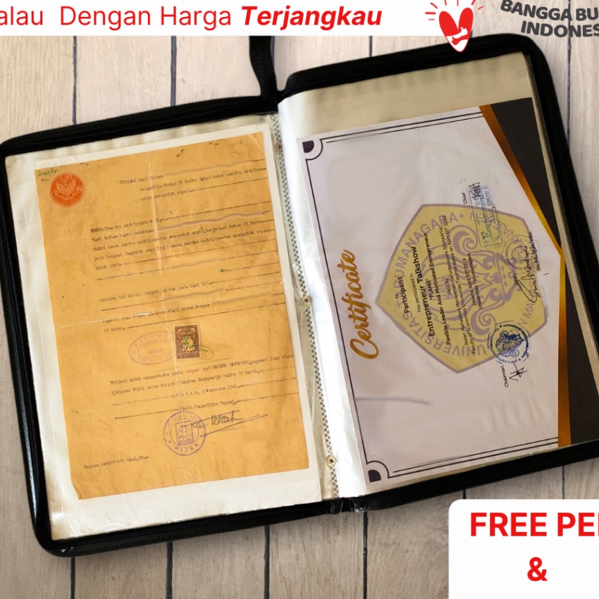 

(❤DYB-♡> TOPLA Map Ijazah Dokumen Keeper Resleting Anti Air Kulit Isi 40 60 Document Sertifikat File Folder Organizer Business File Clear Holder / amanaah!