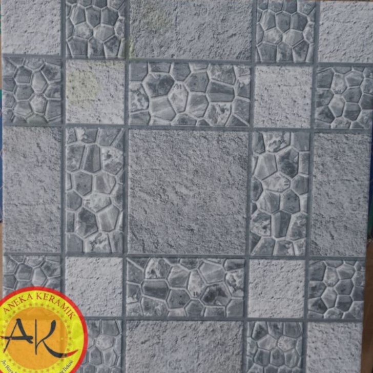MARH141 Keramik Lantai Teras Garasi Dinding Kasar Motif Batu Alam Timbul 40x40 Neo Lagos Grey ++
