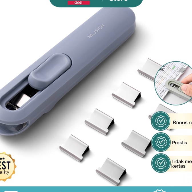 

[➸㊖D.LD) Nusign Fastener / Binder Clip / Penjepit Kertas Otomatis Gratis 8 Buah Clip NS085 superr.keren.!!