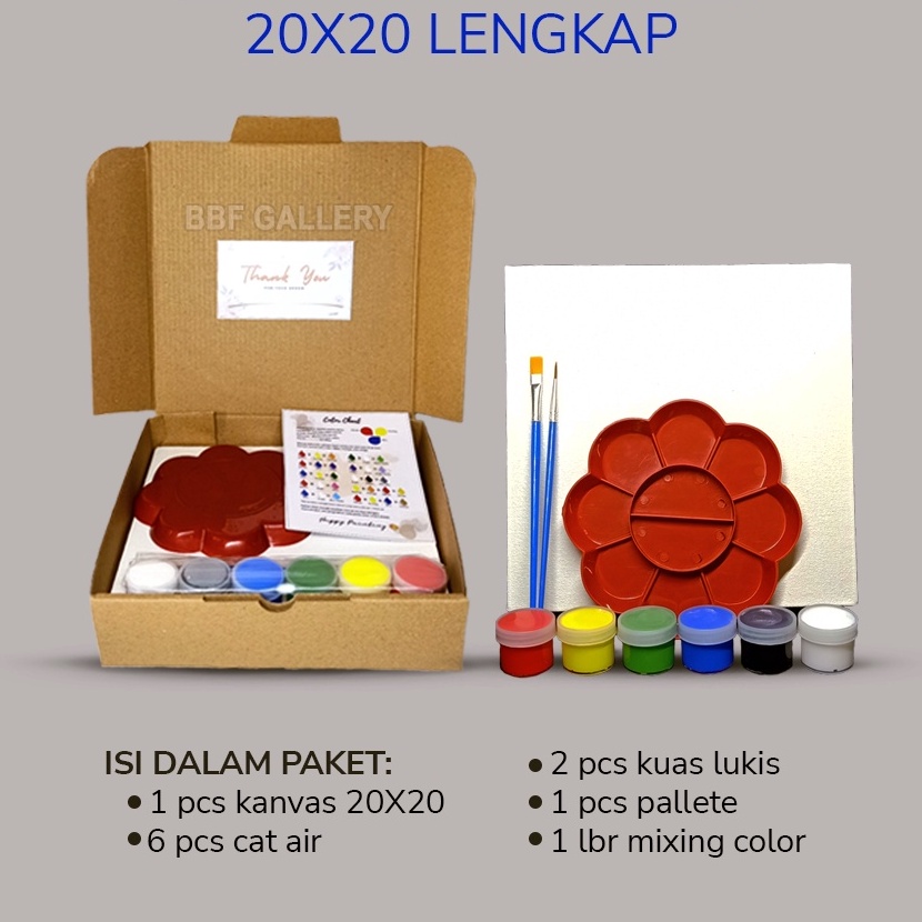 

[➲.O13X✯] Paket lengkap melukis kanvas 20x20 cm 20x30 cm pallete kuas cat air dilengkapi dengan color mixing chart dan kanvas putih berkualitas hemat- trendings..