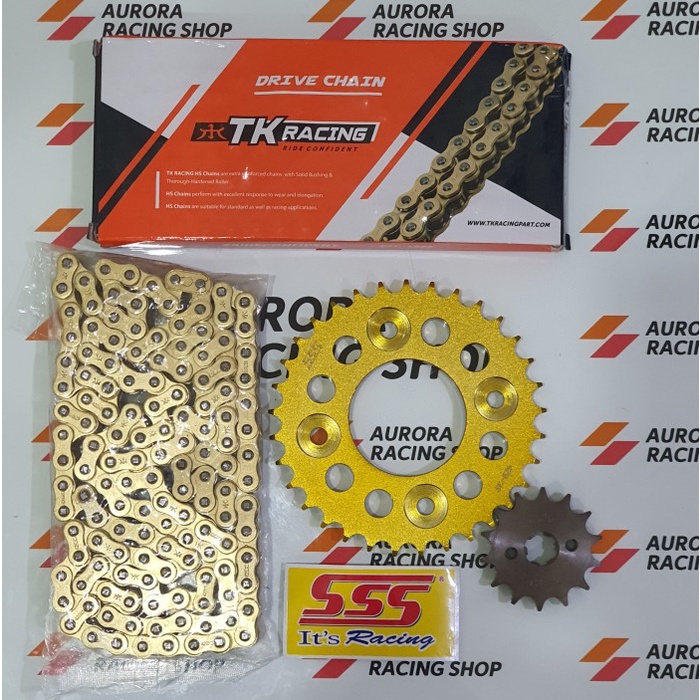 GEAR SET SSS GOLD SUPRA 125 / BLADE / REVO & RANTAI TK 428 HS GOLD terpopuler