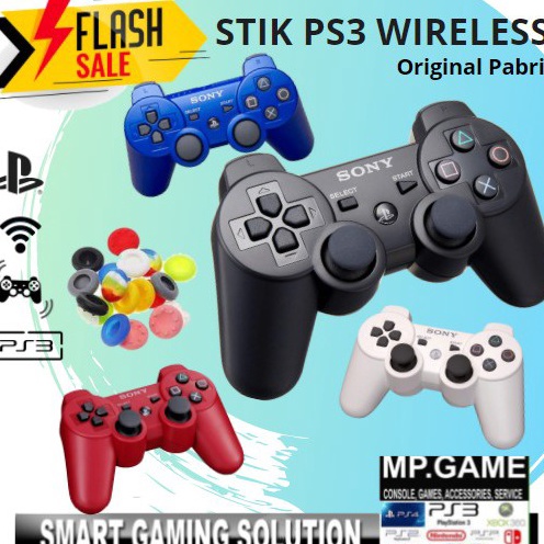 _ E Stik PS3 Stick PS3 Wireless Original Ori Pabrik Warna plus Grip PC Laptop HP Terbaru-