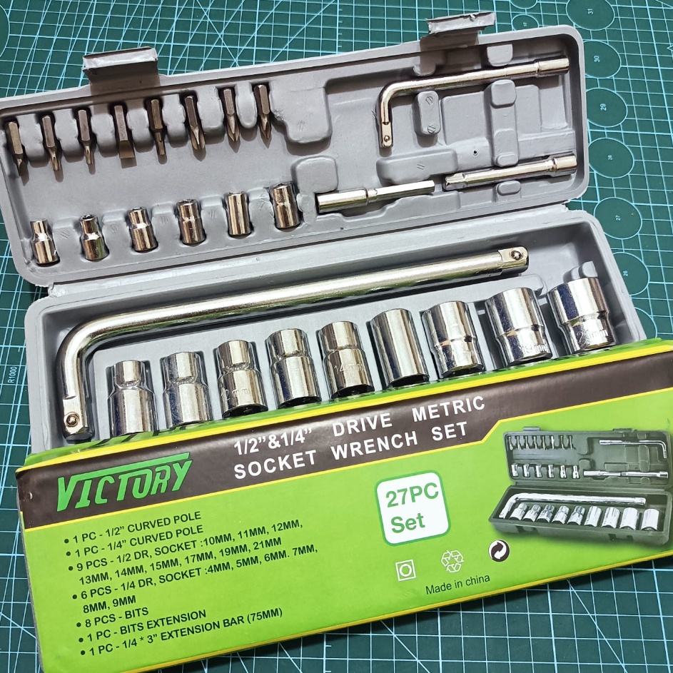 ➳ Kunci Shock Set 27 Pcs Victory 4 - 21 mm kunci shock komplit tekiro 1 set lengkap 4 dan 21 mm m Pr