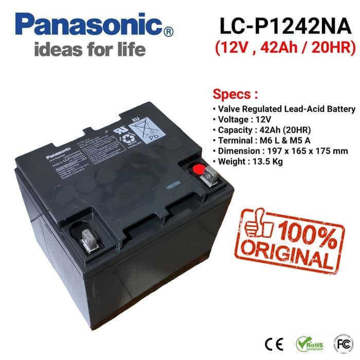 42Ah 12V PANASONIC BATTERY VRLA AKI KERING