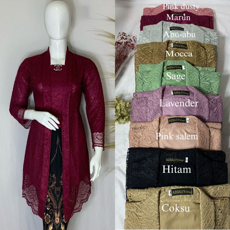 Setelan Kebaya Tunik Kutubaru Brokat Non Gliter / Kebaya Pesta Kondangan / Kebaya Wanita