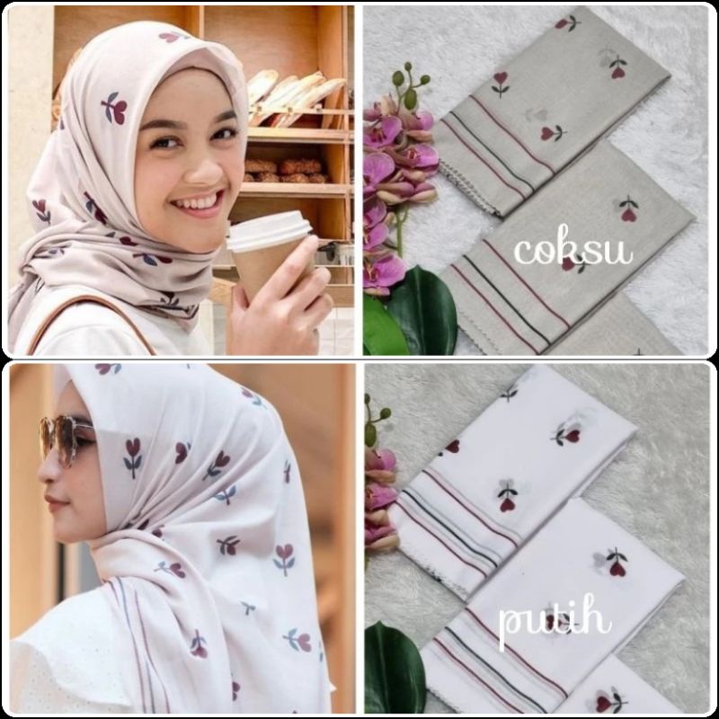 Jilbab segiempat voal motif lasercut hijab motif premium (harga grosir)
