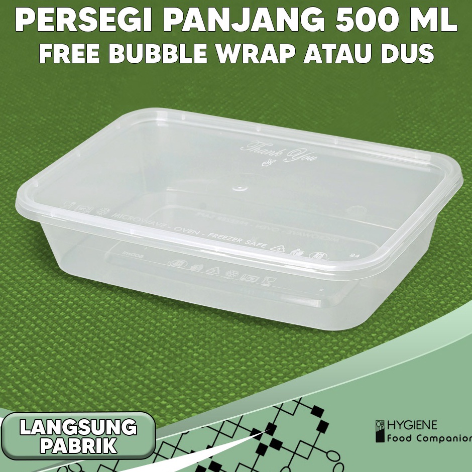 FI Kotak Makan Plastik 500 ML Thinwall / Mika Box / Persegi Panjang ❂ ✔