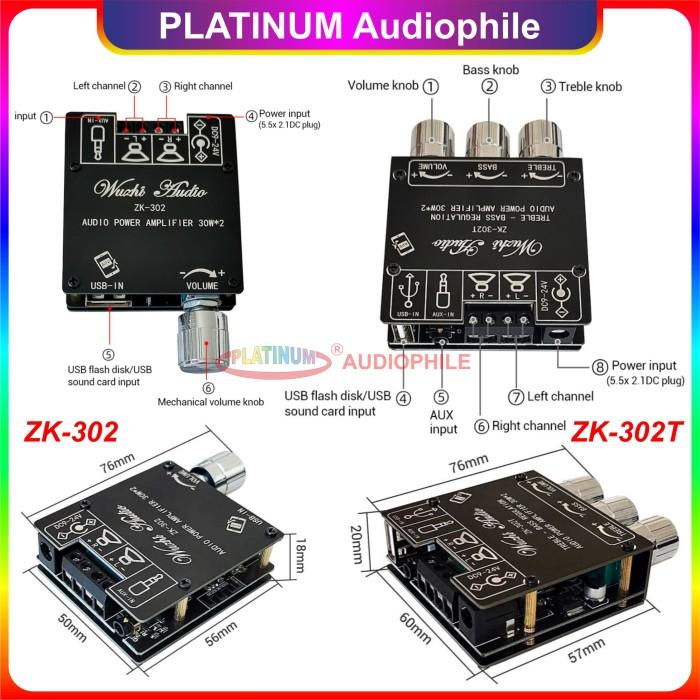 BLUETOOTH 5.1 STEREO CLASS D AMPLIFIER 2X 30W ZK-302T