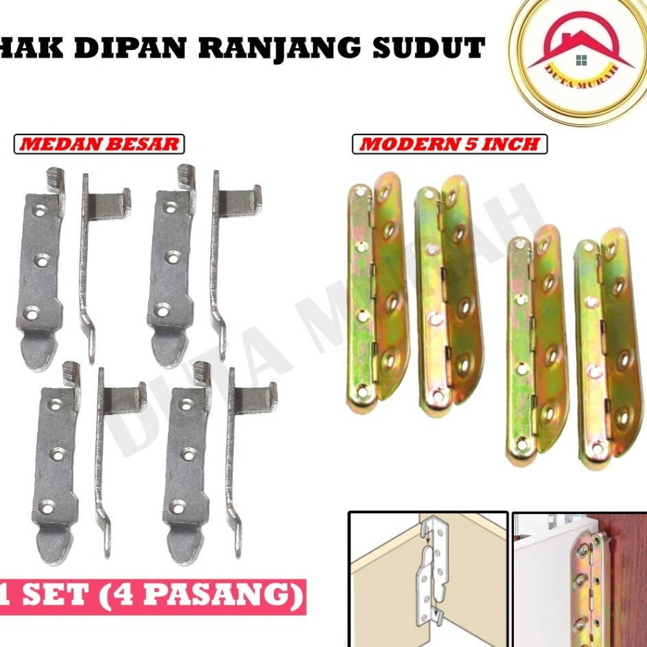 mM Hak Dipan Kait Ranjang Sudut 1 set (4pasang)  9cm /  Hak Dipan Cantol Bracket Engsel Medan Bed ✩ 