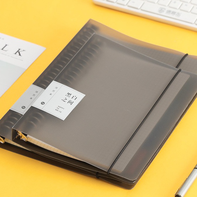 

(♪B/9A☆) Binder Note Black Cover Transparant A5 & B5 - 60 lembar berkualitas.!!