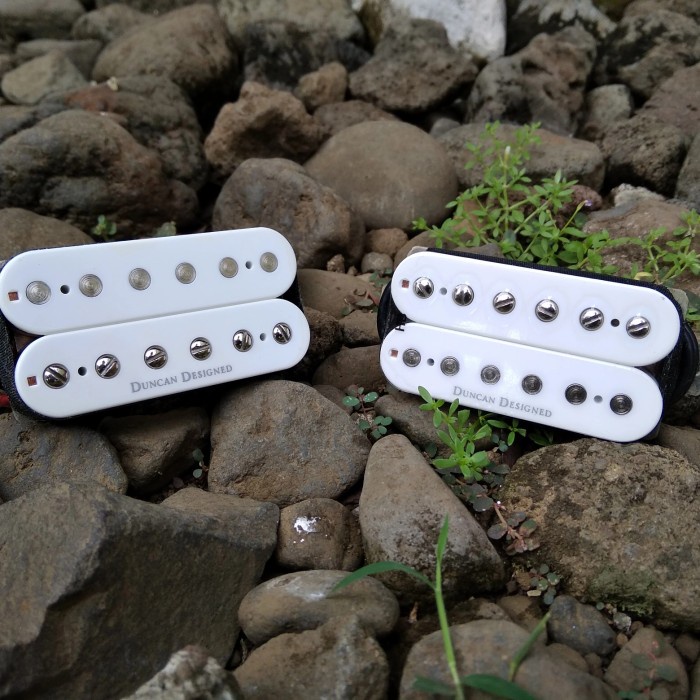 Pickup Gitar Duncan Designed HB-103 Bridge HB-102 Neck White Cover