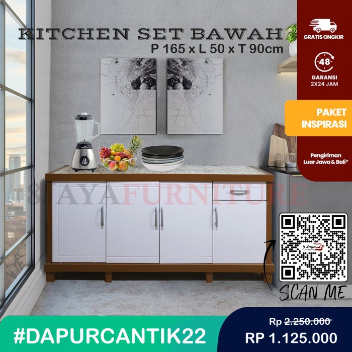 Bestseller Rak Sayur Magic Com Meja Dapur Minimalis 3 Pintu Kayu Cat Duko Grey