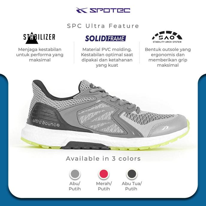 SPOTEC Sepatu Running SPC Ultra Abu - Putih