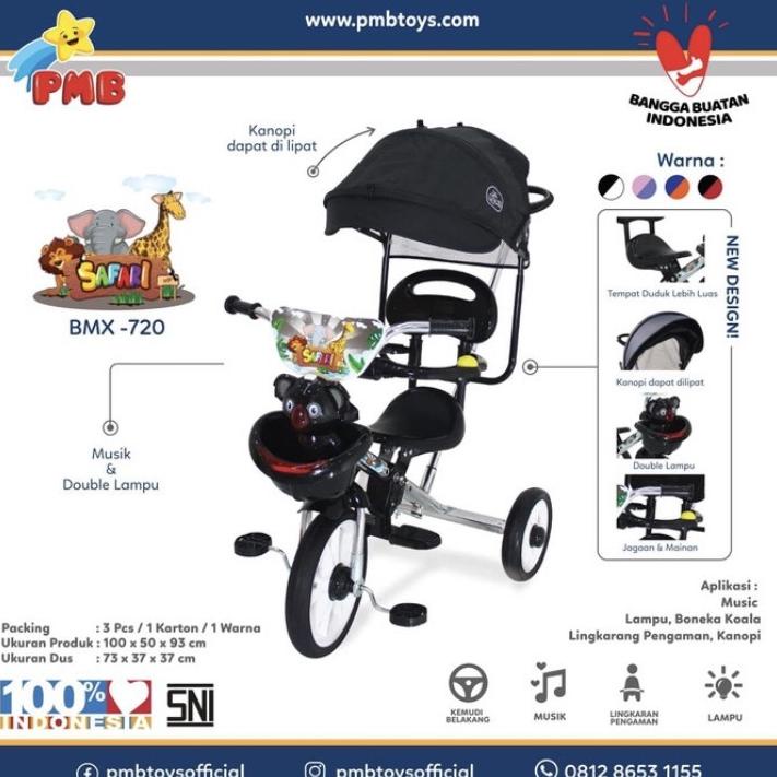 mainan anak sepeda roda 3 Stroller tricycle Sepeda roda 3 BMX 720 PMB