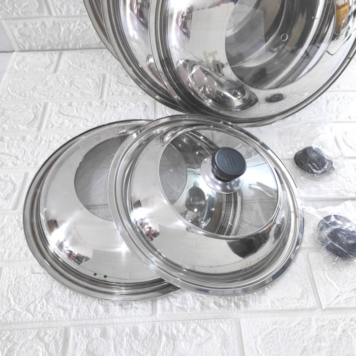 Tutup Wajan Stainless Kaca Kuali Panci Wok Baskom Penutup Kukusan Berkualitas