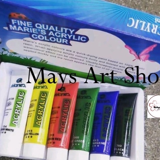 

(➸B/12H✓] Cat Akrilik Set Lukis Maries Isi 6 Warna Dasar x 30 ml / Marie's Acrylic Paint Color 6x30 ml No 81306B Colour 6x30ml Anak / Profesional treending..