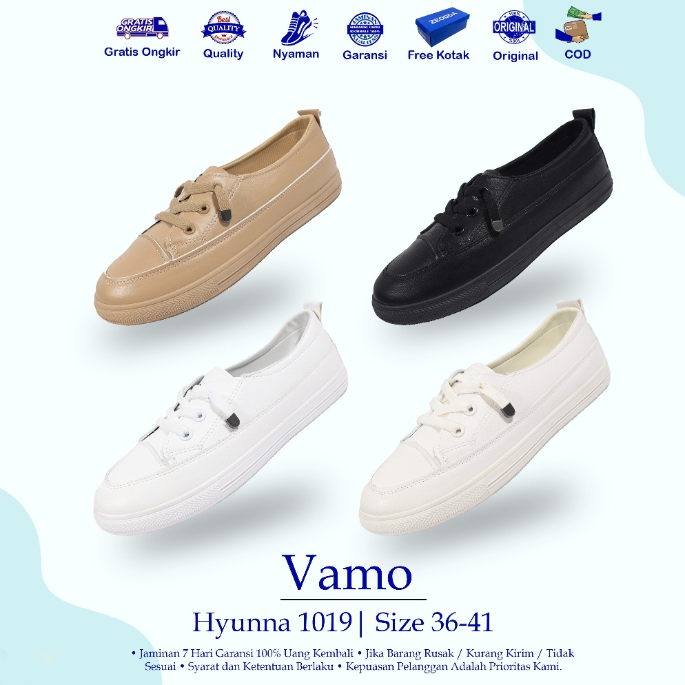 SALE TERBATAS Vamo Hyunna Sepatu Casual Flat Shoes Pansus Import Premium Quality Bahan Kulit Sinteti