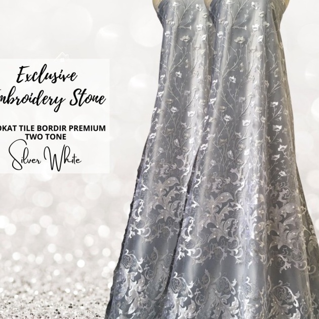 Star Seller Exclusive Kain Brokat Tile Embroidery Tile Bordir Bahan Kebaya Putih ✽