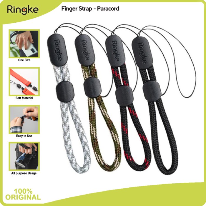 RINGKE PARACORD LANYARD FINGER STRAP TALI GANTUNGAN HP USB CAMERA