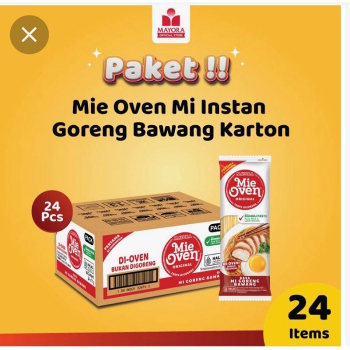 

Terlaris Mayora Mie Oven Rasa Mi Goreng Bawang 1 karton isi 24 Pcs