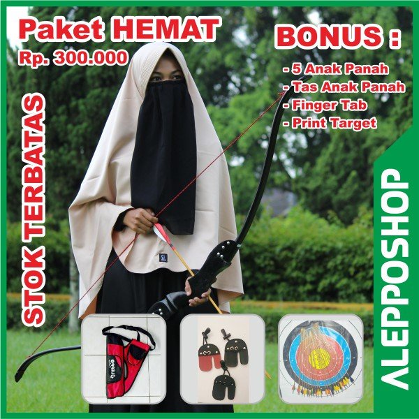 Paket Hemat Busur Panah Standar Bow Panahan R40 Bongkar Pasang Rucika Pvc Tas Anak Panah Arrow 5
