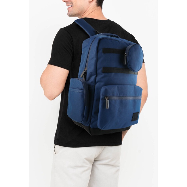Tas Backpack Hush Puppies Original Pria Gendong 1 kantong depan dengan resleting Wisuda Branded Mini