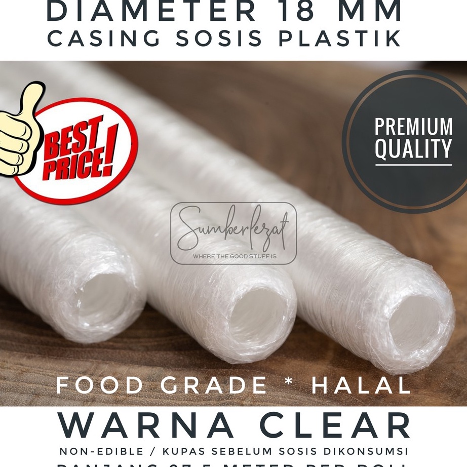 

[☑-JHE»] 18 mm Clear - Casing Selongsong Sosis Plastik Polyamide Food Grade Halal - superr.keren㊠!