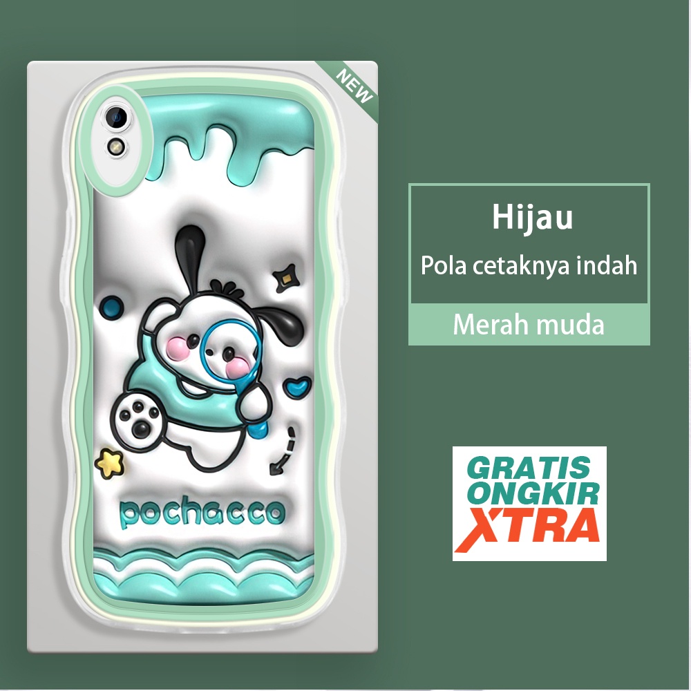 jinsouwe Redmi 6 6A 7 8 8A K40S 9A 9C 10A 9T 10C 10 5G Casing Ponsel  Pola Pochacco lucu 3D  warna-w