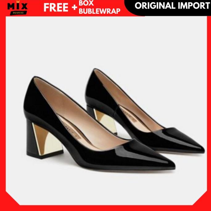 SEPATU ZARA BLOCK HEELS ORIGINAL BRANDED SHOES WANITA TERBARU FR045