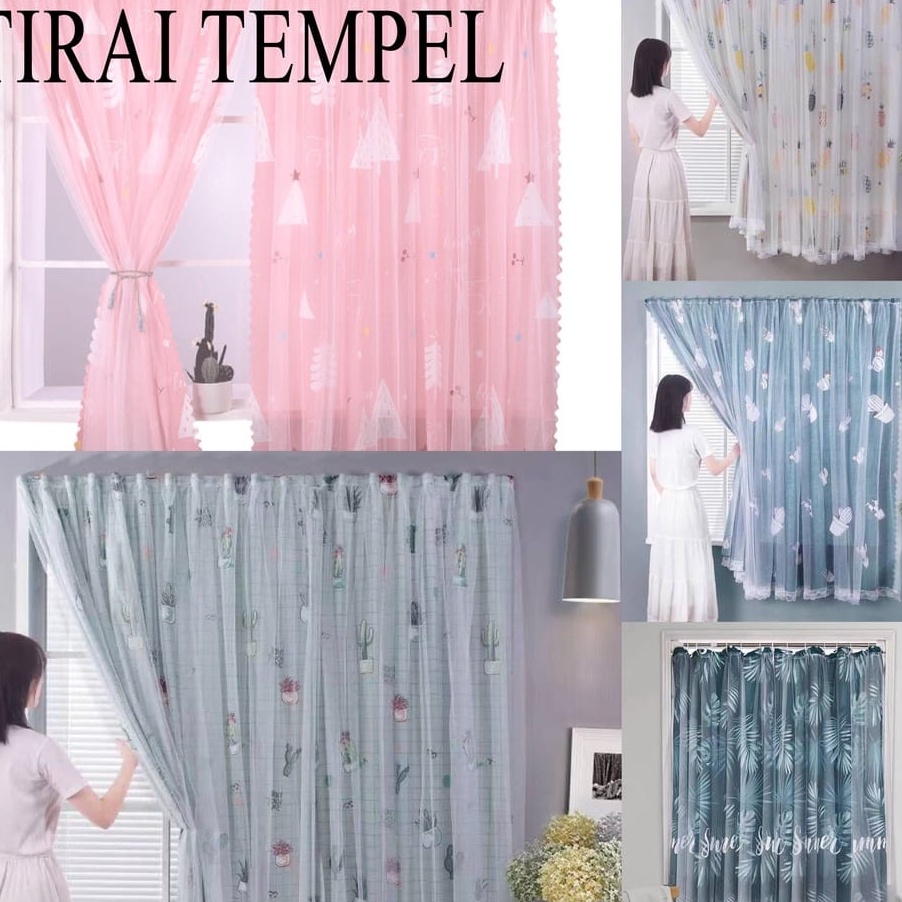 Promo Tirai Hordeng Jendela Gorden Magic Tanpa Paku Pemasangan Gampang Velcro Kualitas Baik.