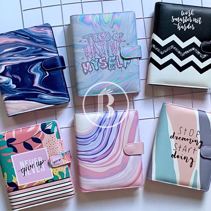 

(❣❤TI.S> Bindermu READY Binder New 03 Printing Quotes Marble Holographic Kulit Anti Air 20ring A5 / 26ring B5 6ring A6 /trending.!