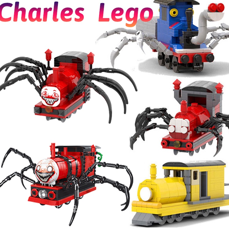 ➙ Choo Choo Charles LEGO Horror Game Charles Kereta Kecil Thomas Spider Train Blok Bangunan Mainan B