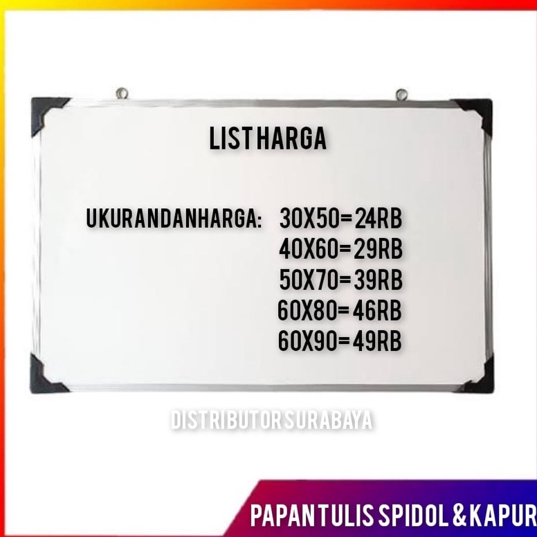 

Model Baru.. Papan Tulis Spidol dan Kapur Whiteboard / Blackboard Ukuran 30X50 09Q