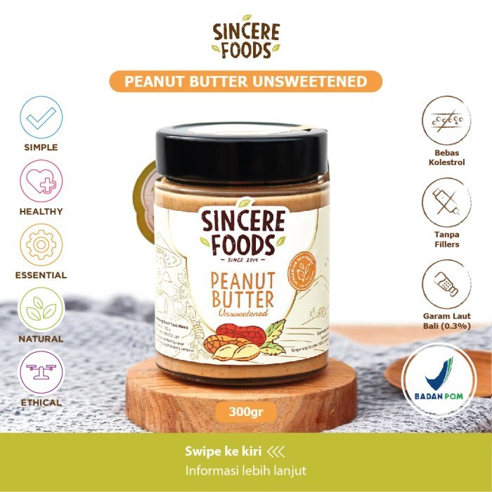 

Peanut Butter Selai Kacang Coklat BPOM 300gr Tanpa Gula Keto Non MSG