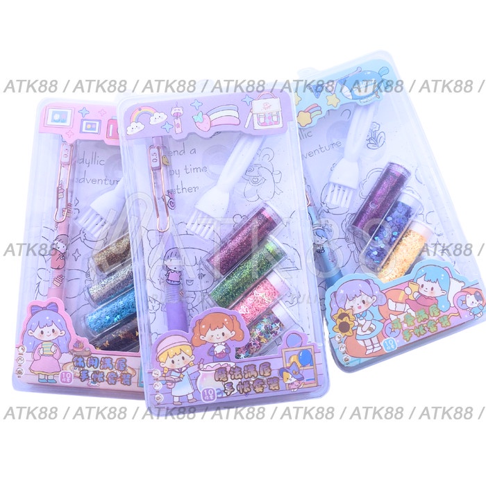 

Diy Glue Pen Glitter Gel Set Coloring Jurnal Lem Pena Gift Craft