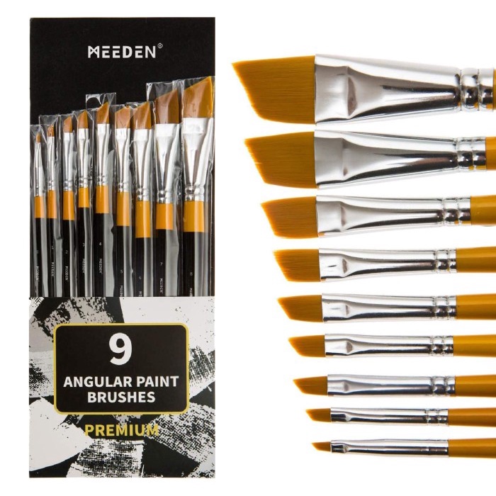 

Terlaris Kuas Lukis Meeden Angular Paint Brush Set 9 Synthetic Long Handle