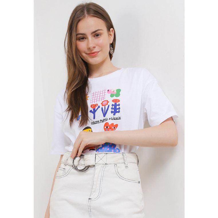 Kaos Hush Puppies Original Wanita Tshirt Kerah bulat Traveling Ori Trendi Liunic Taea Graphic Oversi