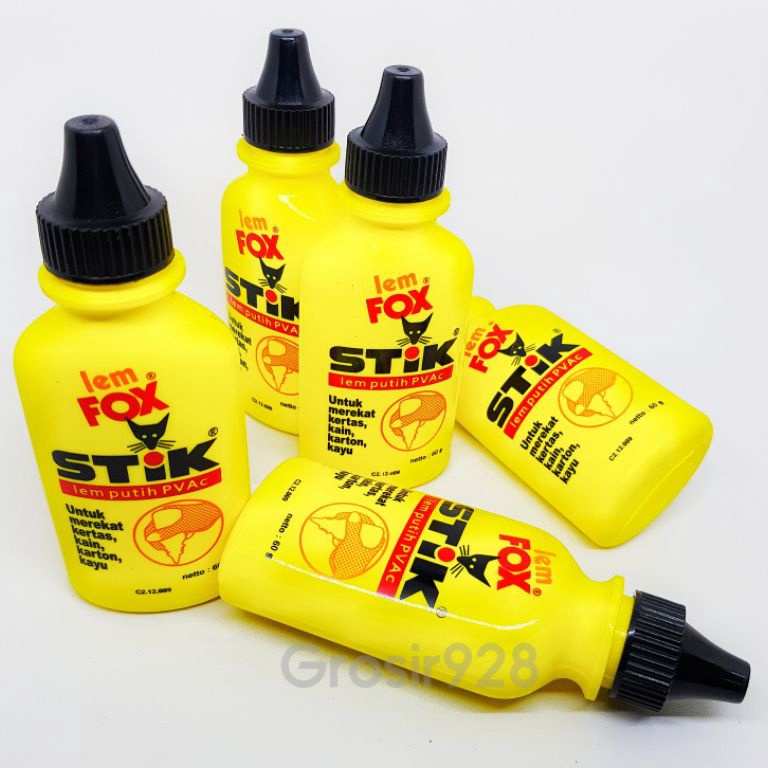 

Terlaris Lem Fox Stik / Lem Putih PVAC Botol 60g