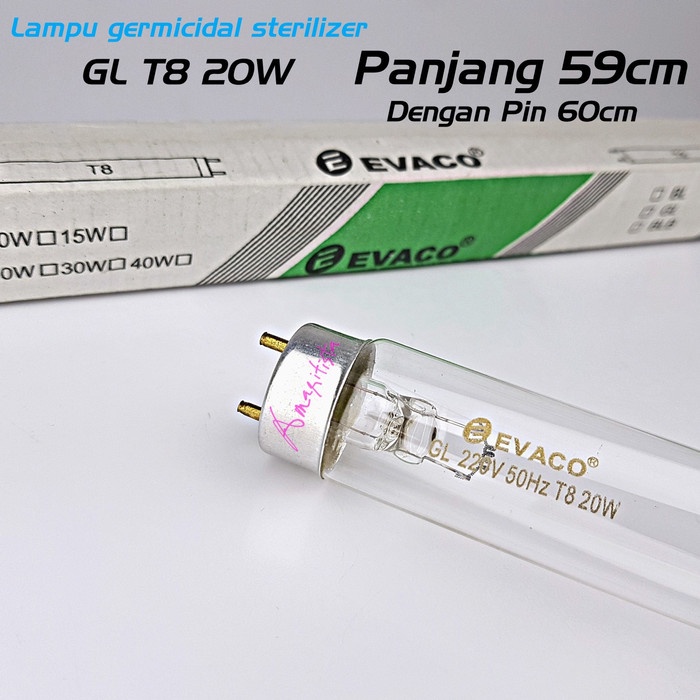 Lampu UV UVC Germicidal sterilizer T8 20W 60cm EVACO Filter air kuman