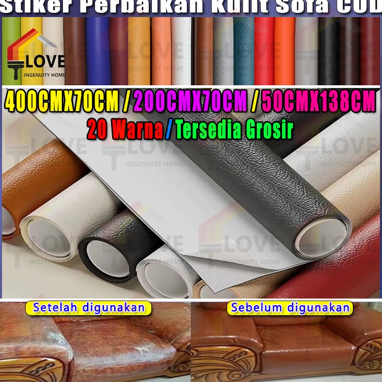 Terbaru.. 【Sticker Kulit Sofa Tersedia grosir】COD 70cm*400cm/70cm*200cm/50*138cm Pengiriman gratis L