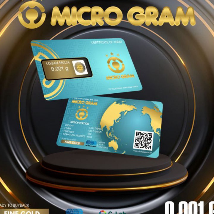 ️✔️✔️ MICROGRAM 5 PCS EMAS MINI 0.001 GRAM LOGAM MULIA 24 KARAT 