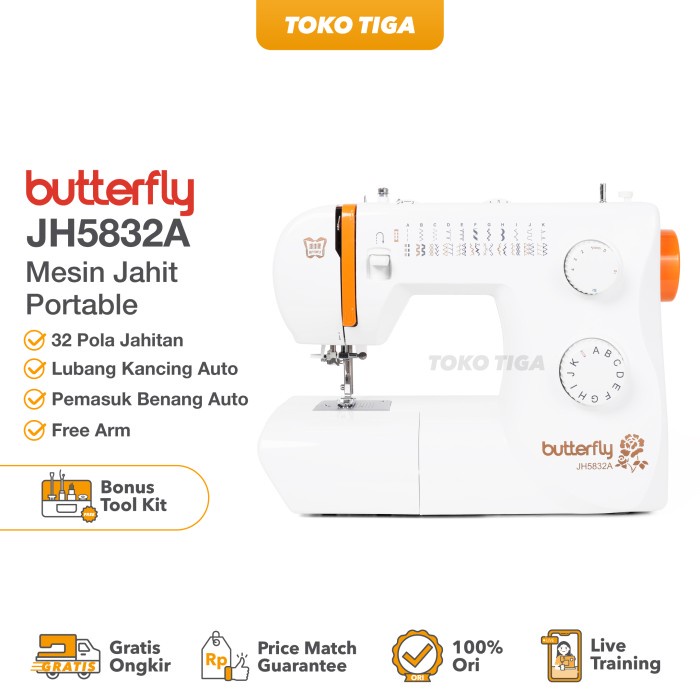 Mesin Jahit Butterfly Jh 5832 A ( Multifungsi Portable ) Bestseller Mesin Jahit