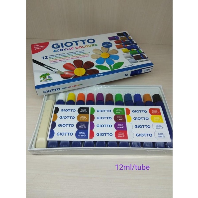 

GIOTTO ACRYLIC 12 WARNA 12 ML CAT AKRILIK 12ML COLOR COLOUR GIOTO