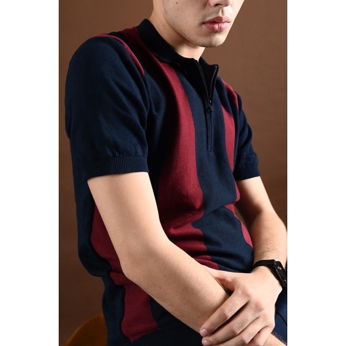 KAOS POLO PREPP STUDIO ZIPPY POLO NAVY MAROON