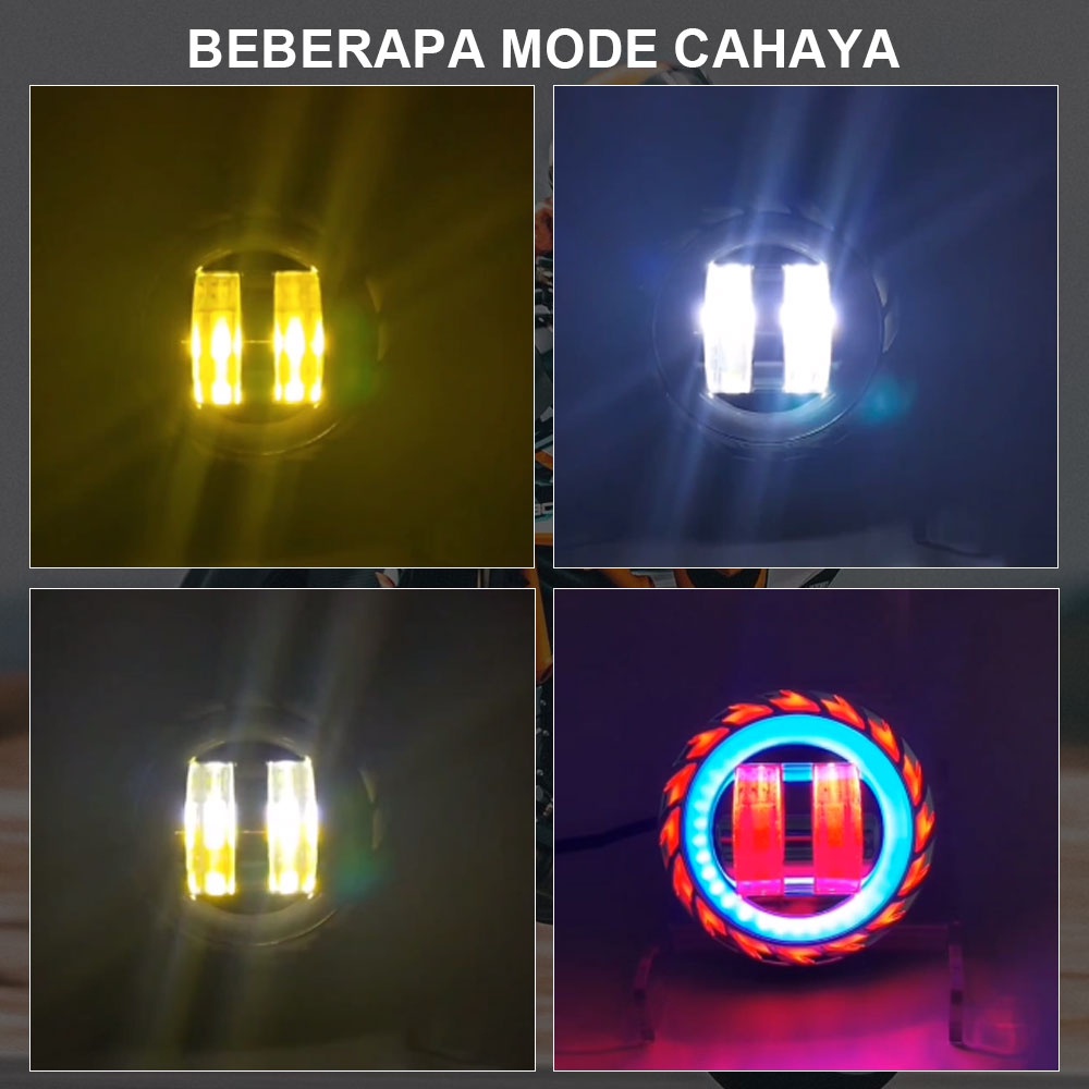 Ready Sto Motor Lampu Depan Utama Gen 2 Projie Lensa Bulat Datar Led Lampu 2 Warna Pernapasan