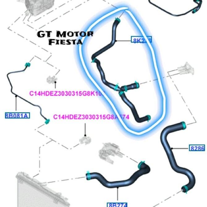 Selang Tabung Radiator Fiesta Cabang -3