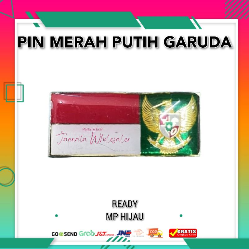 Pin Bendera Merah Putih Garuda Hijau | Pin Paskibraka Bendera Merah Putih