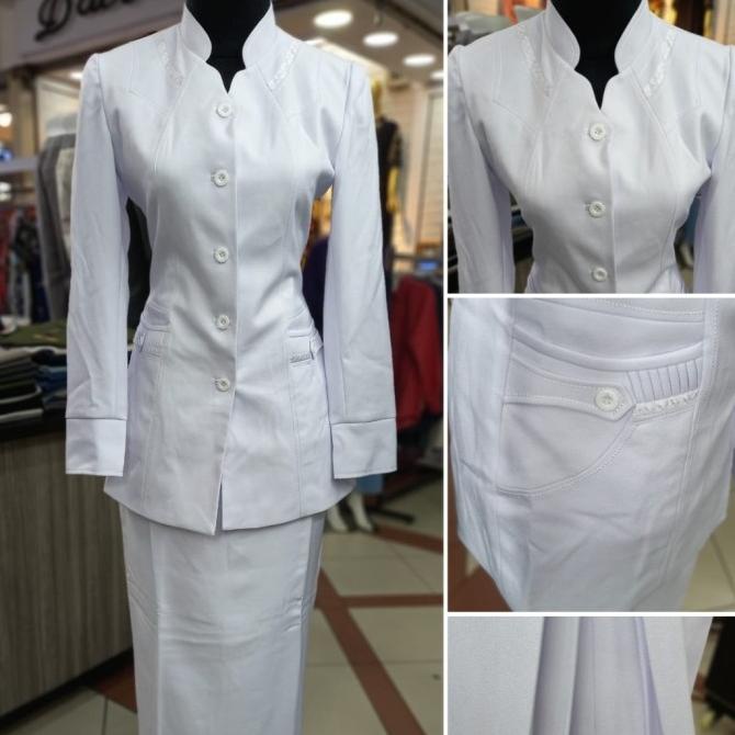 Baju Blazer Perawat Wanita Putih putih Suster Rumah Sakit Bidan Sragam