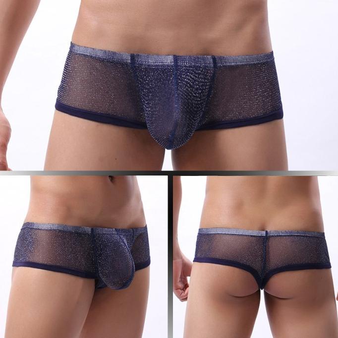 BE077 Boxer Pria Transparent Celana Dalam Boxer Thong Pria