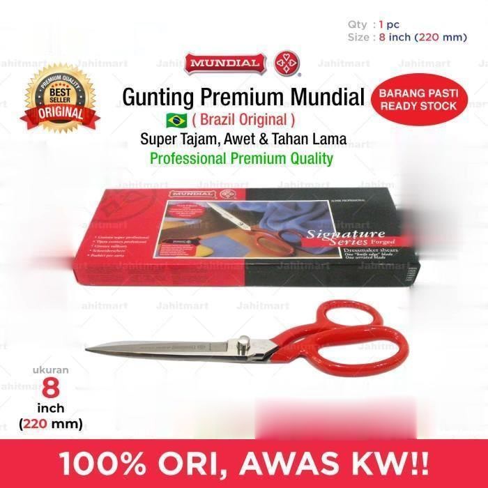 

Bestseller Gunting Kain Mundial Serra 8" Original Brazil Handle Merah Super Tajam